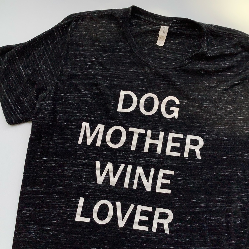 Dog Mother Wine Lover Black T-Shirt